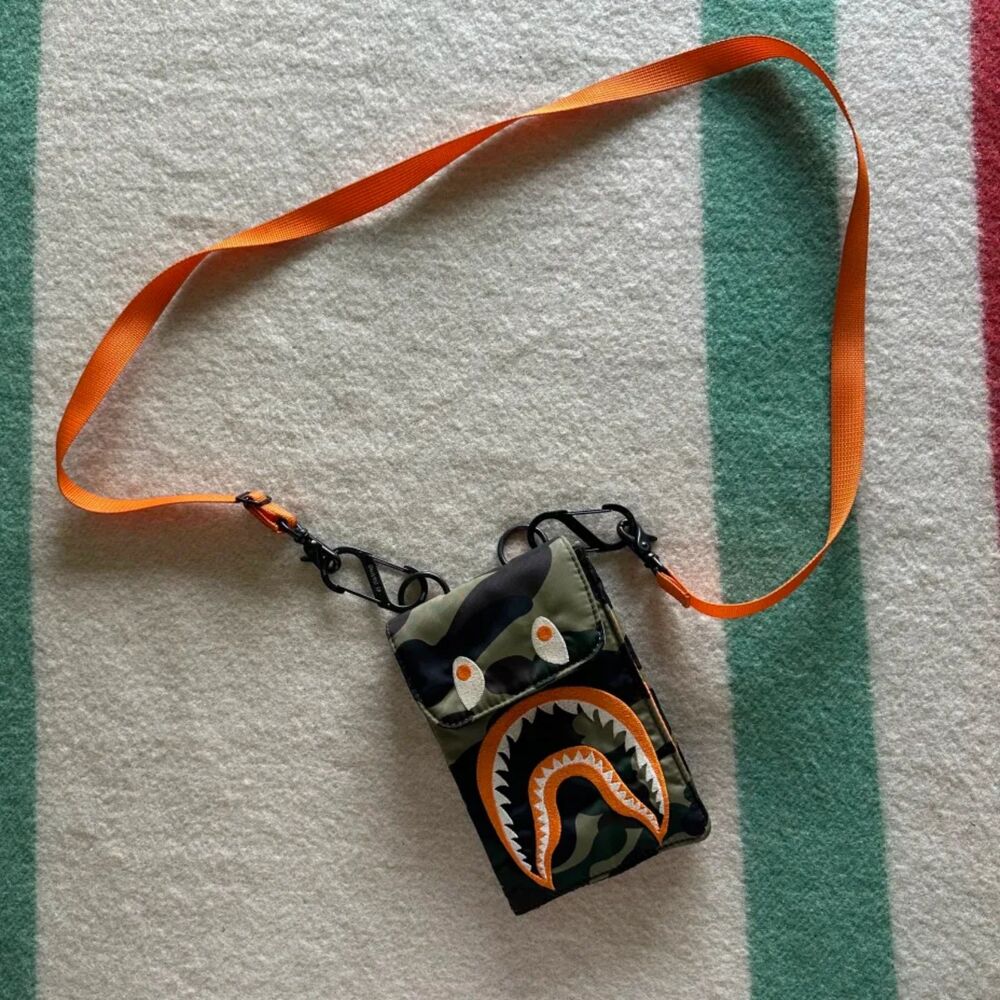 A Bathing Ape Bape X Porter Shark Camo Crossbody Bag Travel Case